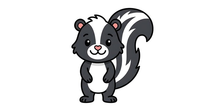 Adorable Cartoon Skunk Character Illustration.