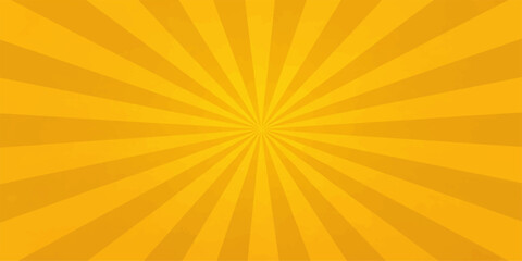 Fototapeta premium Bright abstract sunburst vector illustration featuring a warm orange and yellow sunrise design with glowing rays and summer sunlight beams for a vibrant wallpaper background