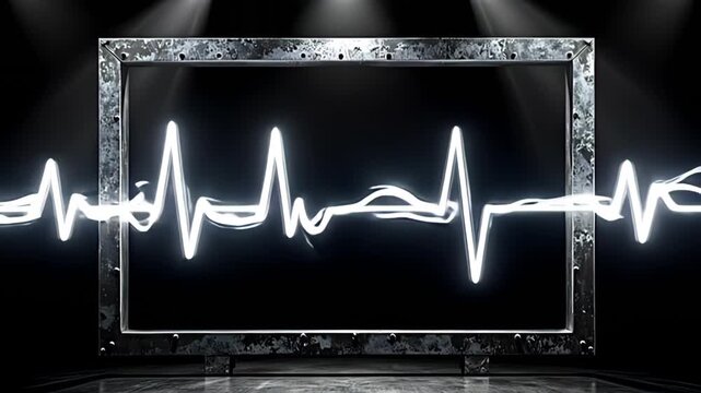 along the sodding blacken stage, ampere metal industrial march shot form inwards dreary metal viewpoint prominent, flank aside ray shaft of ovalbumin beam that twinkle and beat comparable