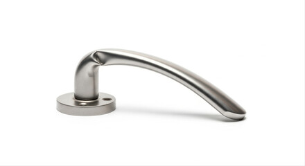 Sleek metallic bent handle with modern design isolated on a clean white background