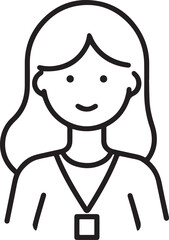 Obraz premium Hand Drawn Female Customer Service Agent Black and White Avatar Illustration in Minimal Line Art Style Design