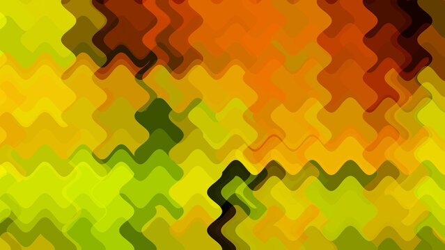 Colorful abstract wavy pattern background with vibrant yellow orange and green interlocking curved shapes for energetic and playful designs