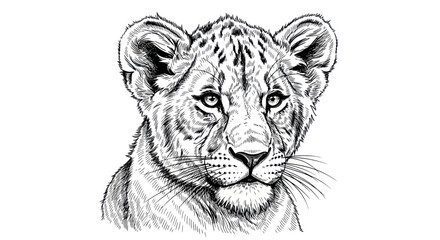 Obraz premium Lion Cub Portrait Drawing