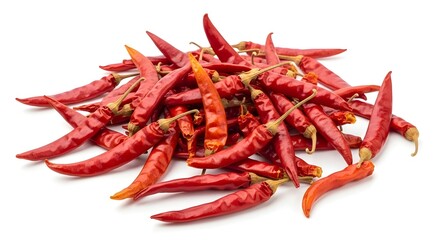 Freshly harvested red chili peppers spread on a light background