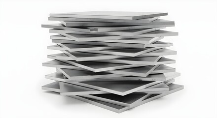 Stack of layered paper or cardboard sheets in a modern minimalist arrangement