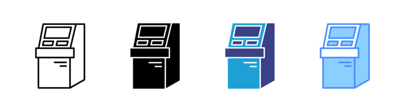 Atm Machine icon set multiple style collection
