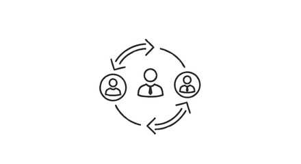 Obraz premium Teamwork and Collaboration Concept with People Icons and Arrows.