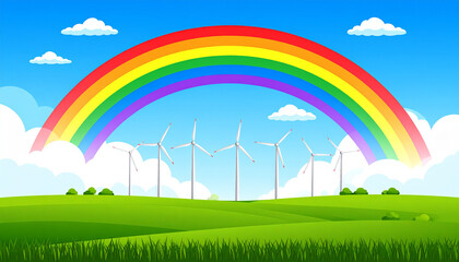 Fototapeta premium rainbow and green grass