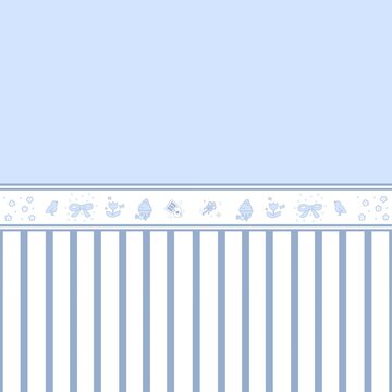 Cute pastel blue striped pattern background with ribbon and bird