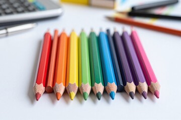 Fototapeta premium a bunch of colored pencils sitting on top of a table_00001_