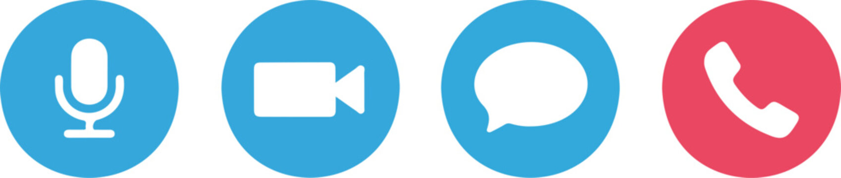 Video call icon set for online meeting communication webcam chat and video conference vector illustration