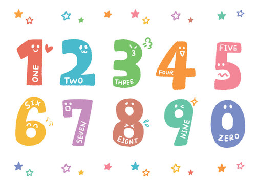 カラフルでかわいい数字のイラスト