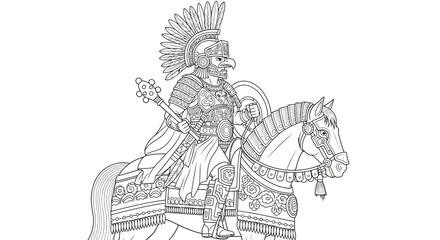 Fototapeta premium Warrior King on Horseback, Ancient Warrior, Royal Rider, Majestic Horse, Historical Figure