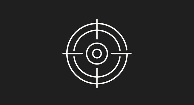 White crosshairs target symbol on a dark background.