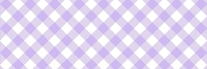 Soft purple gingham argyle pattern with diagonal stripe lines. Elegant lilac checkered background for greeting cards, scrapbooking, and textile prints. © MDC