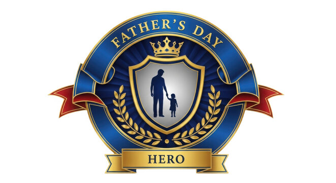 Father's Day Hero Dad and Child Silhouette
