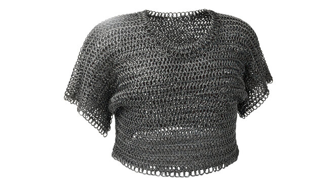 Short Sleeve Chainmail Hauberk Shirt Isolated on Transparent Background