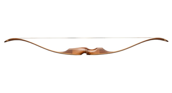 Traditional Wooden Recurve Bow Isolated on Transparent Background
