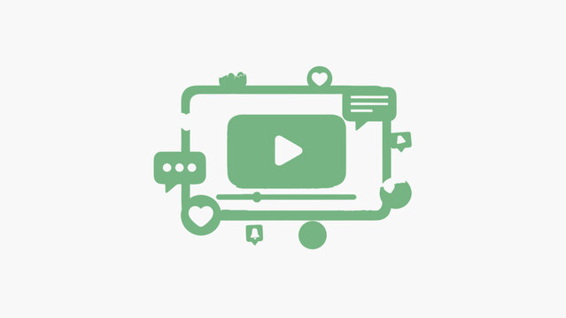 Video Player Interface with Social Media Icons and Play Button.