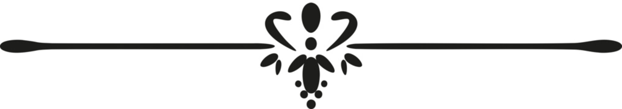 Vector decorative line divider element with floral design