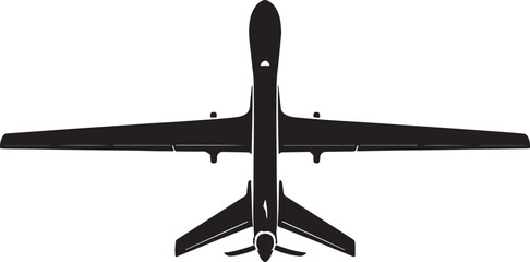 Clean minimalist vector silhouette of an airplane from top view. Bold geometric shape with simple wings and fuselage, ideal for aviation, air travel, transportation, logistics and airline industry gra © Gulistan