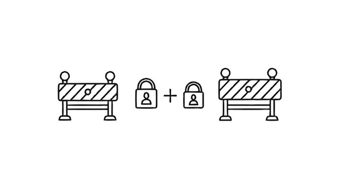 Two Road Barriers Secured with Padlocks Illustration.