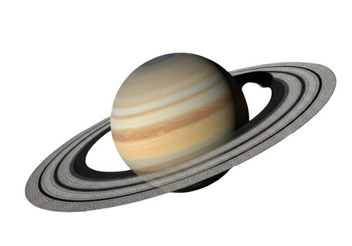 3d icon of saturn planet with rings isolated on transparent background