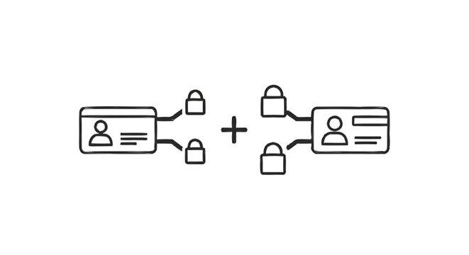 Two Secure Digital Identities Linked Together with Locks.
