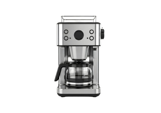 Modern coffee maker clip art isolated on transparent background, kitchen appliance for brewing coffee, ideal for graphic resource and beverage concept visuals.