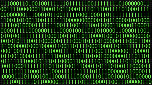 Binary code digital abstract background featuring streams of white ones and zeros on a black screen on 4k motion video..
