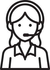 Obraz premium Hand Drawn Female Customer Service Agent Black and White Avatar Illustration in Minimal Line Art Style Design