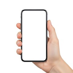 Hand holding a blank smartphone screen