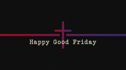 Obraz premium Minimalist Good Friday Graphic with Cross and Gradient Line religious Christian