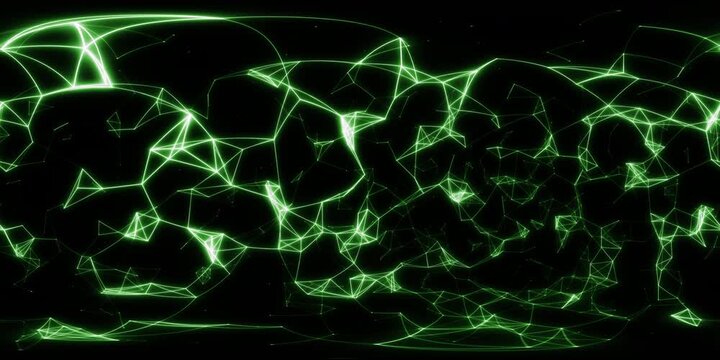 Abstract green light with particles visual effects for 360 VR video.(loopable)