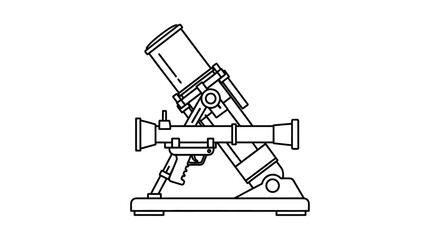 Obraz premium Military Mortar Weapon Line Drawing Illustration