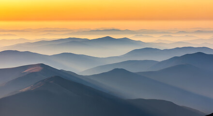 Fototapeta premium Sunset Mountain Range Landscape