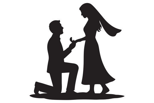 A man proposing marriage to a woman on one knee with a ring