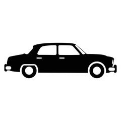 Fototapeta premium Vintage car silhouette with four doors and classic design features