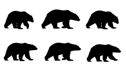 Walking polar bear silhouettes collection arctic wildlife vector icon set © Hazara