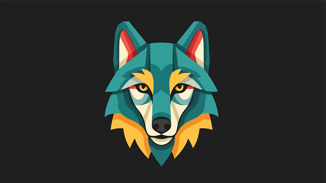 Vibrant Wolf Head Illustration - A Colorful Geometric Design.