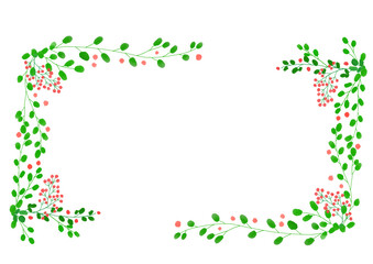 Floral botanical frame with leaves and berries decorative border