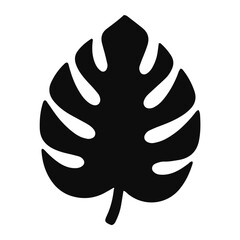 A simple yet stylish black silhouette of a large, distinctive Tropical plant leaf, perfect for conveying exotic nature and botanical design concepts and modern minimalist aesthetics