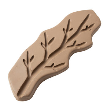 Hand-crafted Clay Branch Mold with Intricate Details isolated on white background