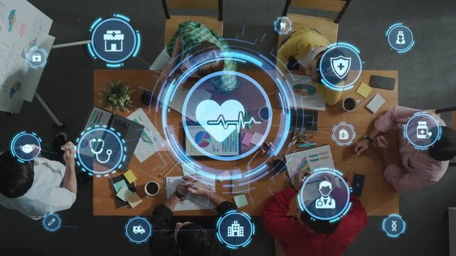 Healthcare icons show medical service, healthcare support, and patient treatment. Healthcare ensures medical service quality, health care access, and reliable medical care. Funnel