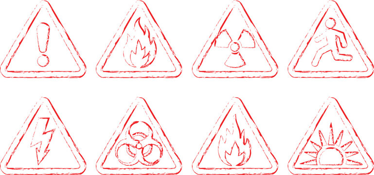Common laboratory safety warning symbols and their meanings isolated on transparent background, Vector