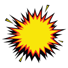 Yellow Comic Explosion Burst Badge &ndash; Pop Art Sale Sticker Vector