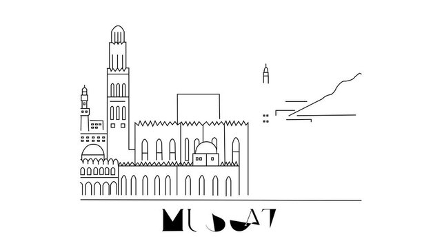 Animation Of Muscat City Line Draw Simple Minimalist
