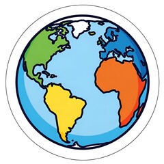 Colorful Cartoon Globe Showing Continents of Earth.