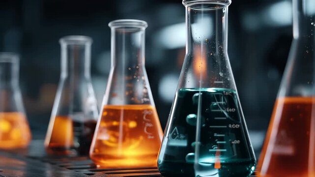 Chemical solutions undergoing automated processes in a modern laboratory environment