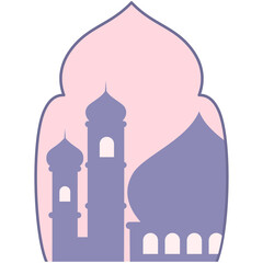 Obraz premium Mosque in frame decorative illustration 